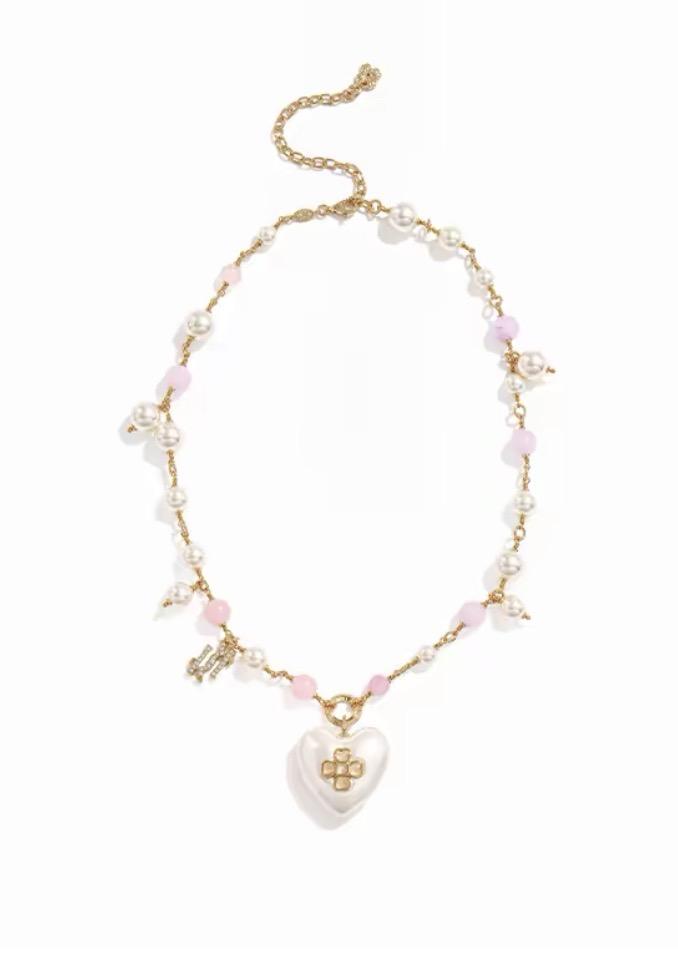 Pearl and Heart Pendant Necklace