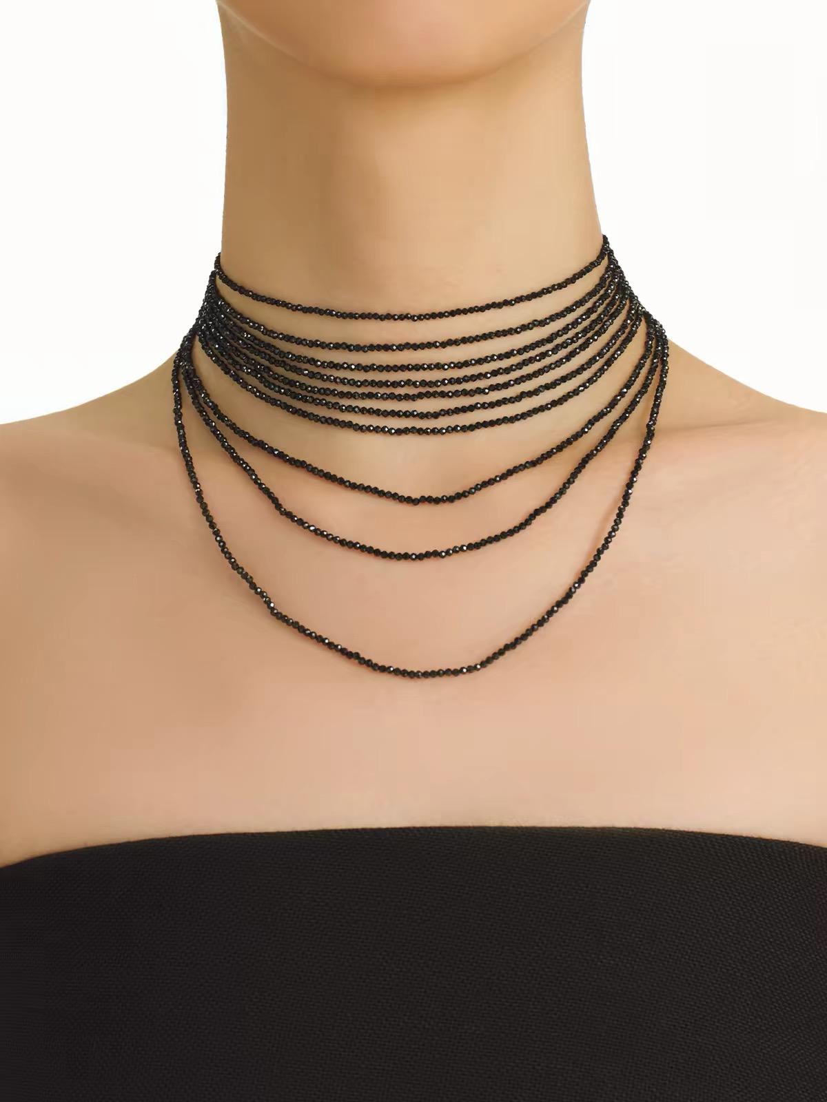 Black Beaded Layered Necklace
