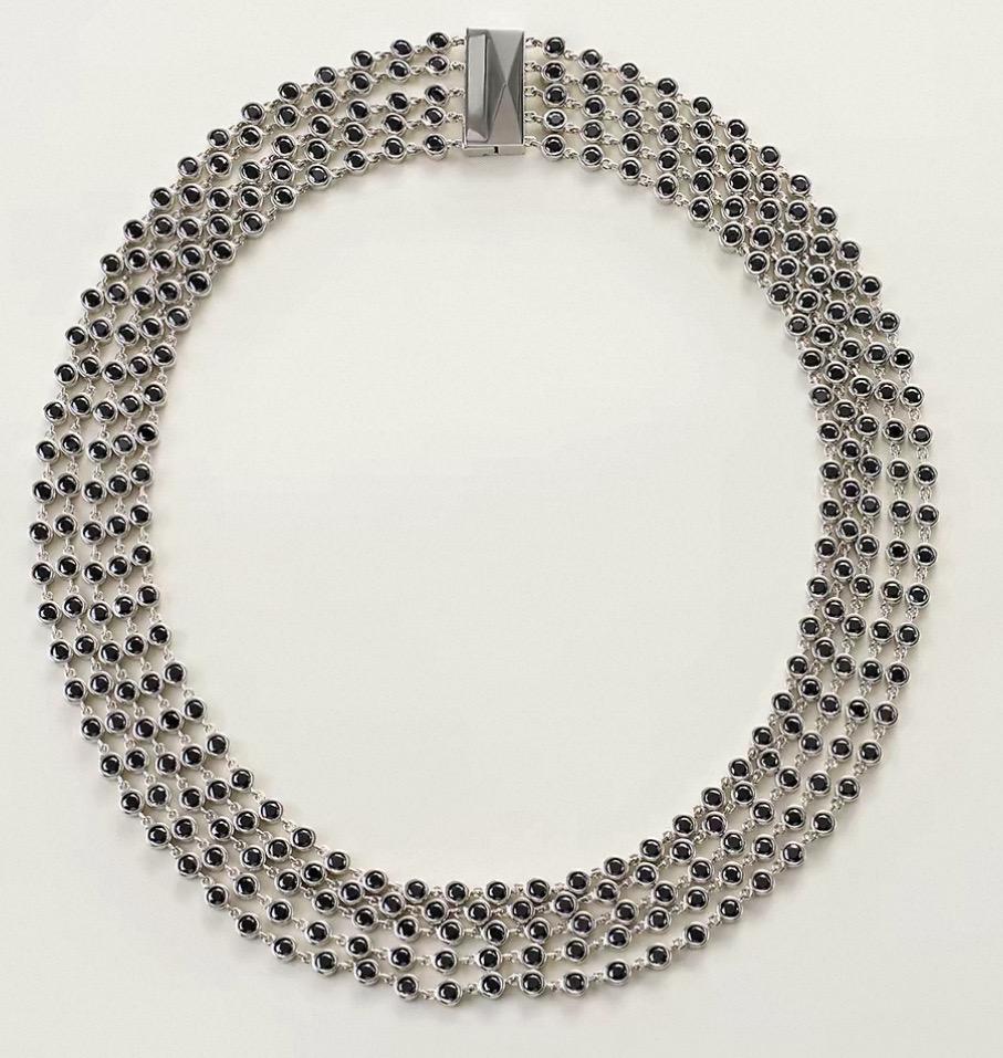 Black Spinel Multi-Strand Necklace