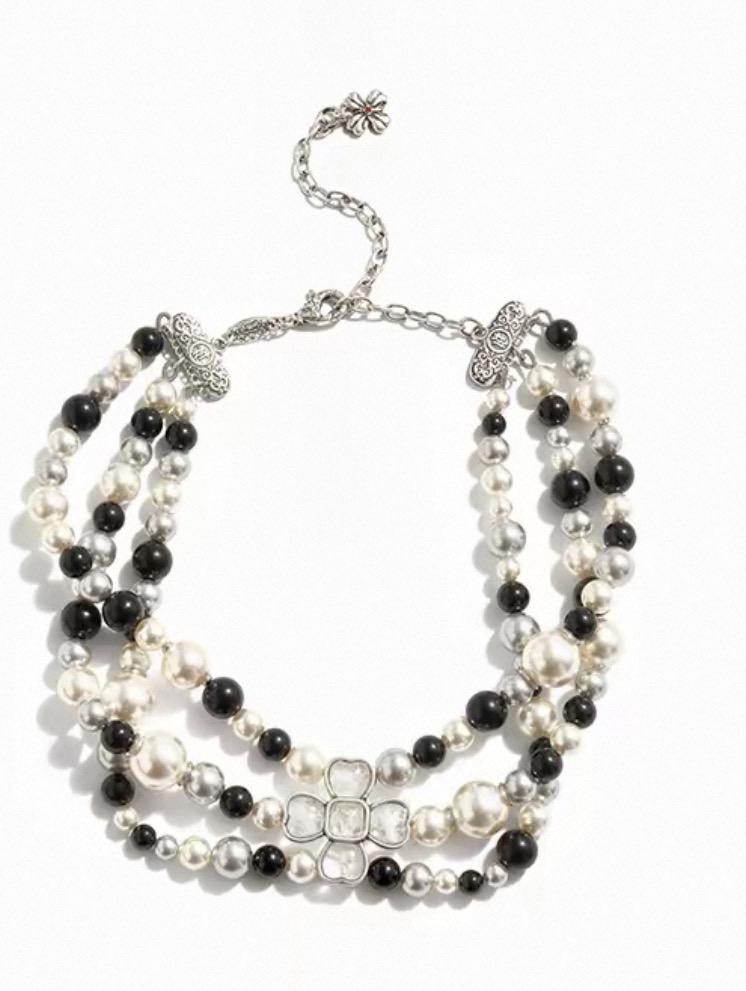 Pearl and Onyx Multi-Strand Necklace