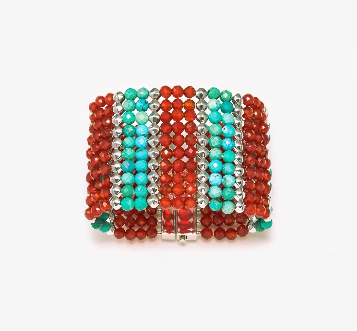 Carnelian and Turquoise Cuff