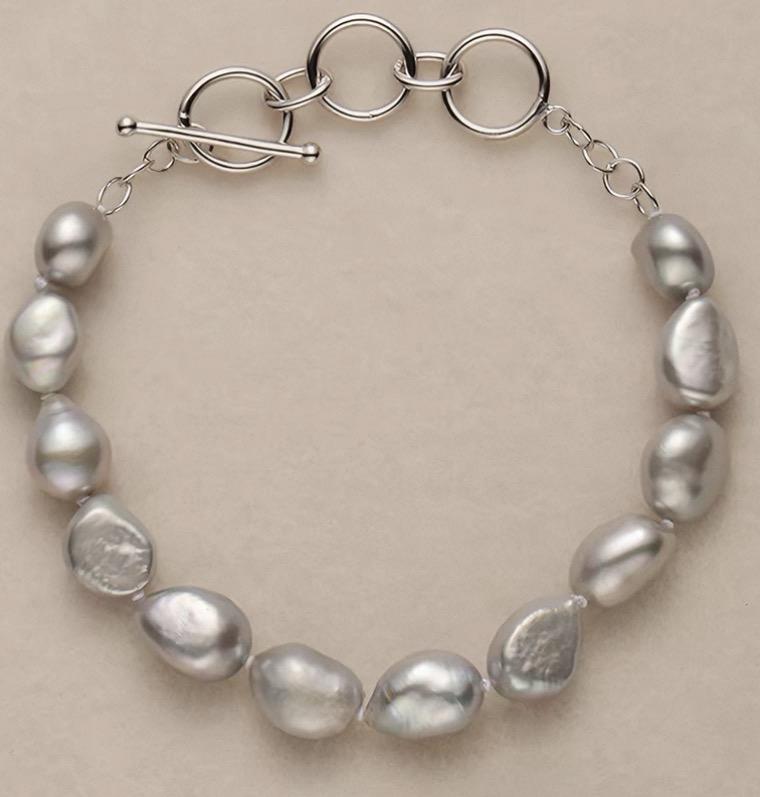 Grey Baroque Pearl Bracelet