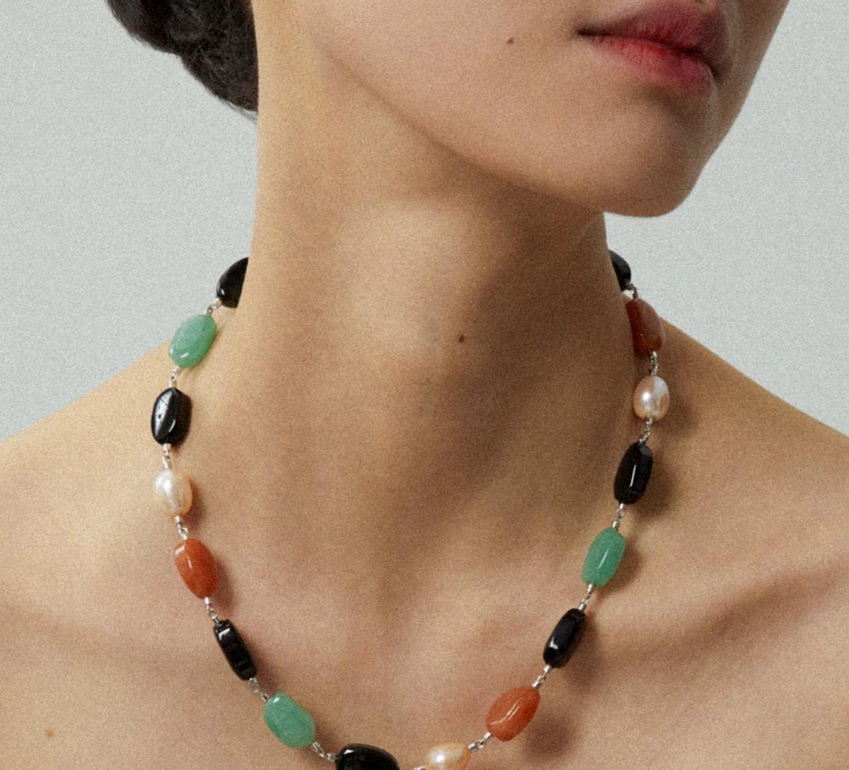 Mixed Stone and Pearl Necklace