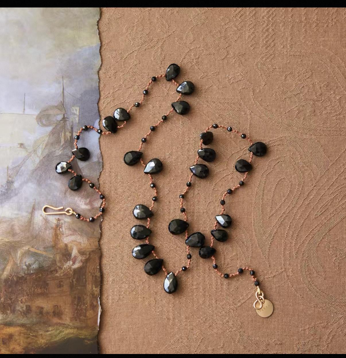 Black Spinel Drop Necklace