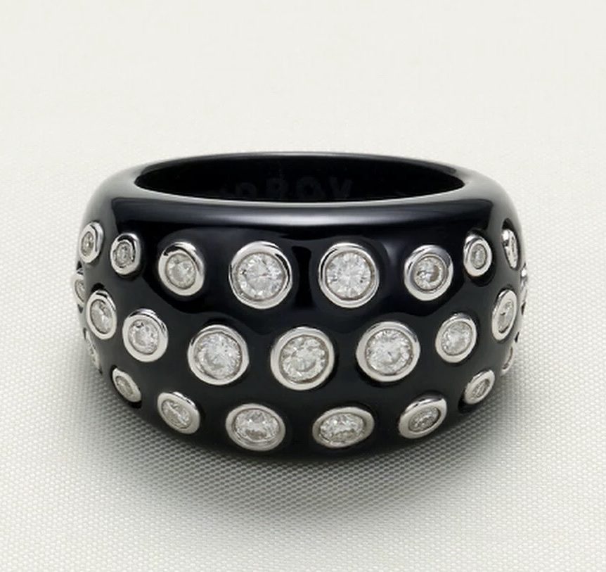 Black Ceramic Diamond Ring