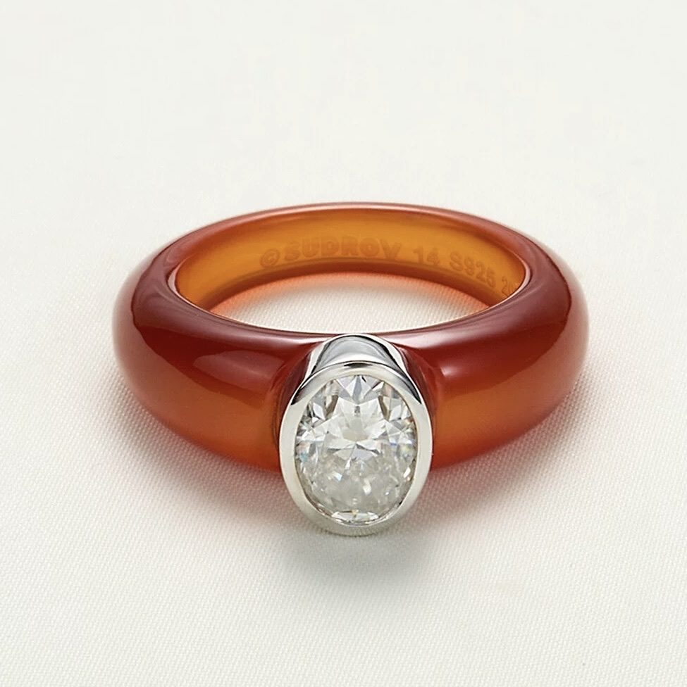 Carnelian Diamond Ring